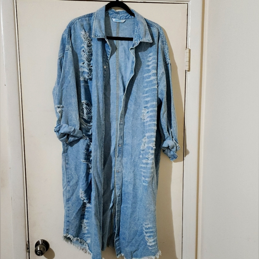 Distressed Light Wash Denim Jacket